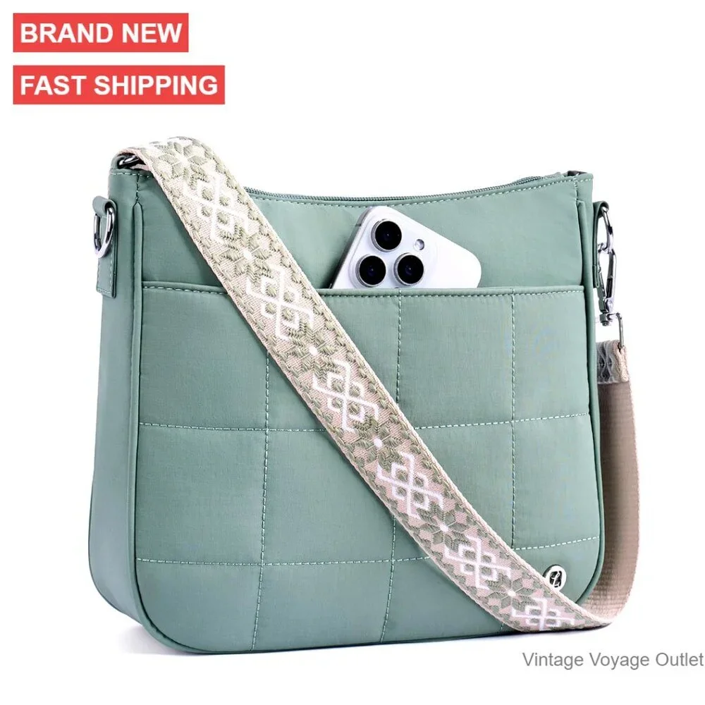 Quilted Puffer Crossbody Bag Anti-Theft Travel Purse Hobo Shoulder Bag